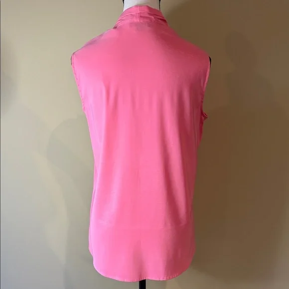 Le Chateau Top Blouse Vibrant Pink V Neck Sleeveless Women's Size L - Picture 4 of 10